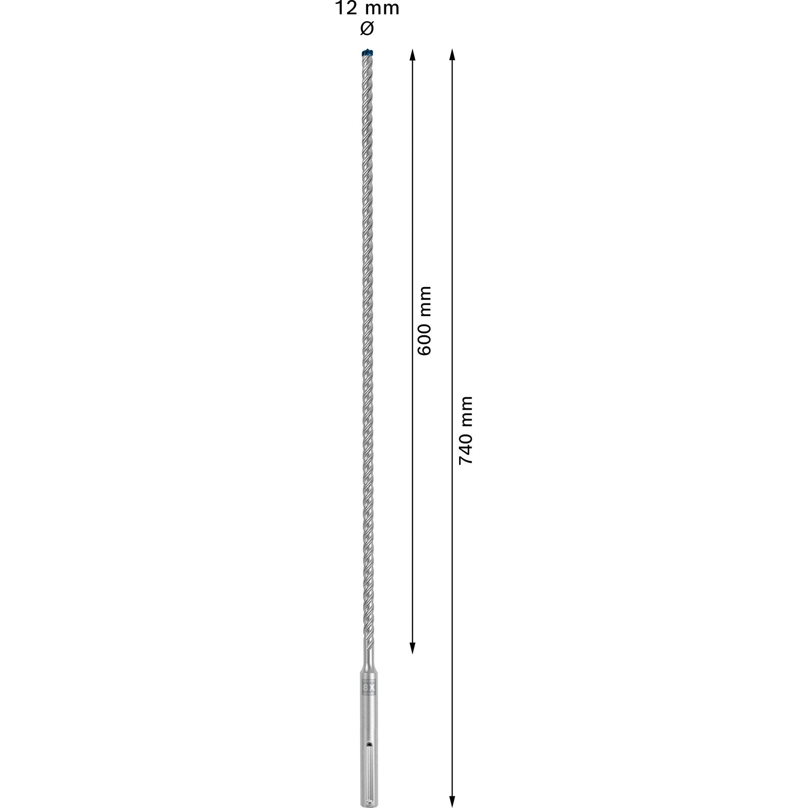 Foret béton Expert SDS max-8X D.12mm Lg utile L.600mm L.740mm SDS max 1 St.BOSCH - 7