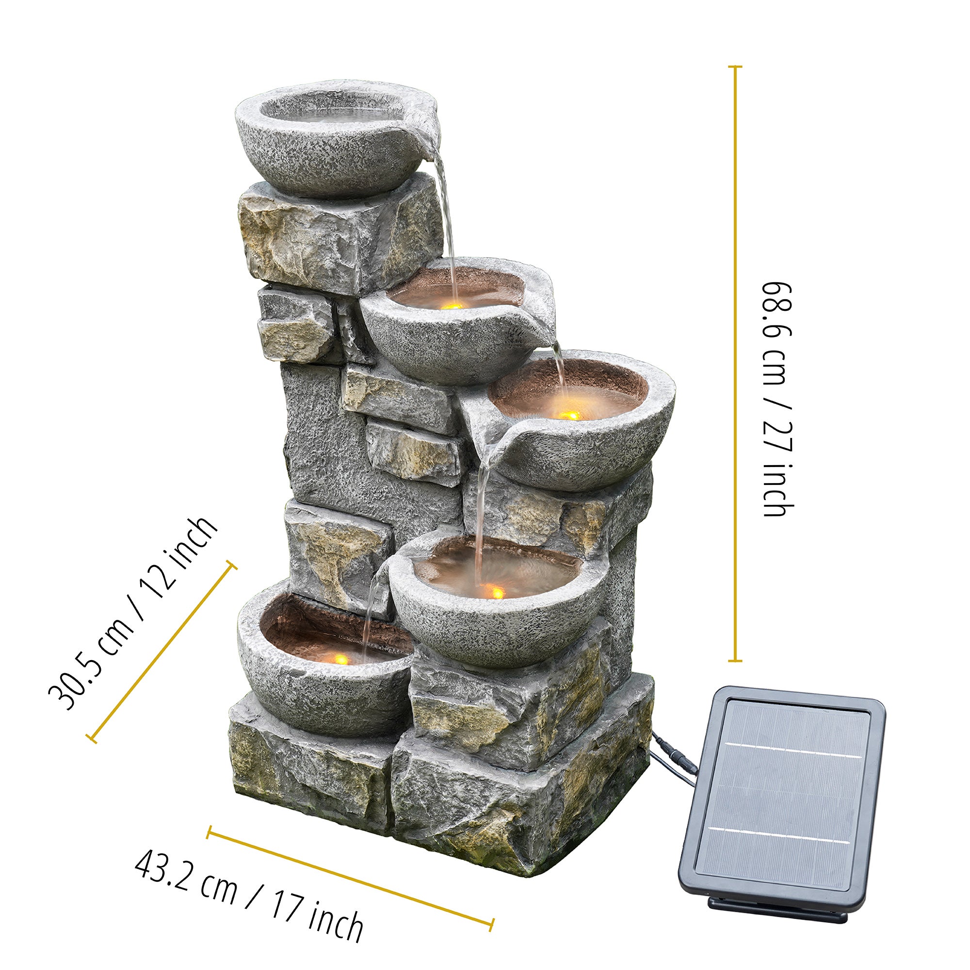 Fontaine de jardin décorative avec cascade d’eau, Gris TEAMSON HOME - 4