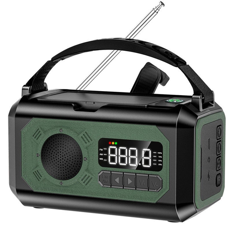 Radio Solaire D'Urgence 20000 MAh AM/FM/NOAA – Manivelle, Chargeur Téléphone USB, Lampe LED, Alarme SOS, Boussole – Parfait Pour Camping, Ouragans & Coupures (Vert Kaki)