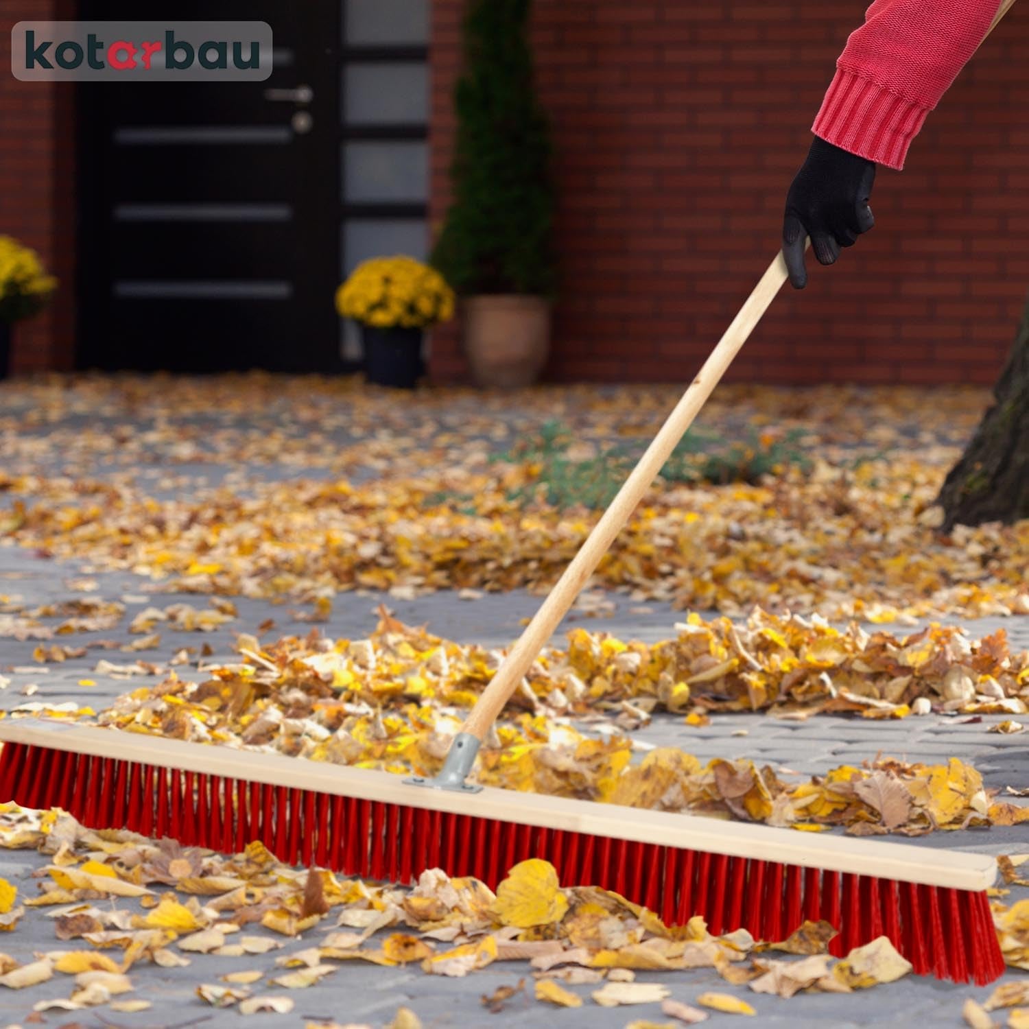 Balai Brosse - 105 cm - Balai Exterieur Terrasse - Brosse de Voirie - avec Manche - Bois - PVC - Poils Durs - de Jardin - Outil de Nettoyage KOTARBAU - 9