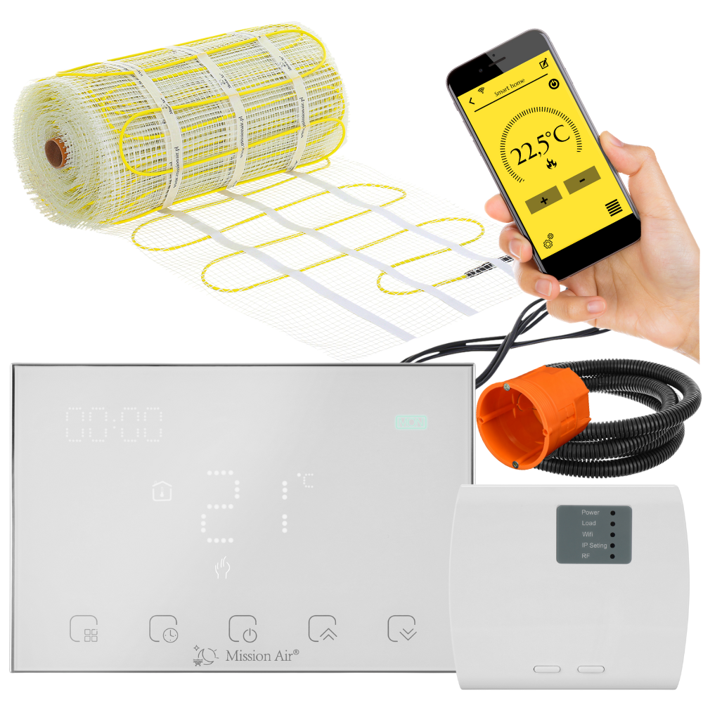 Zestaw mat grzewczych pod płytki MA-160 5m² + Gemini White