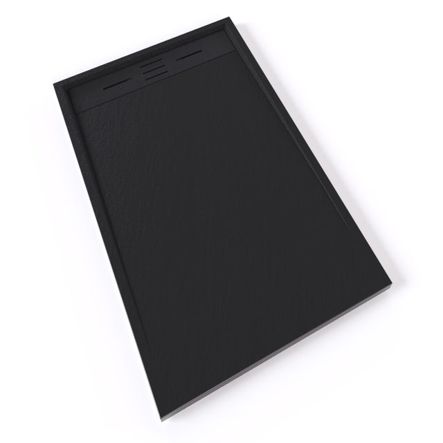 HIEMAL Receveur de douche 70 x 120 cm résine Noir aspect ardoise + bonde incluse - Salle de bain