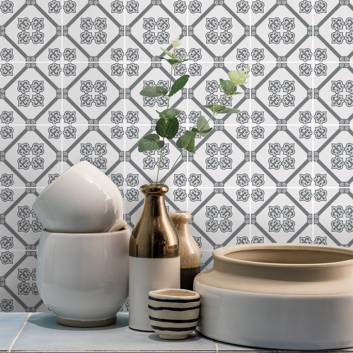 9 vinilos baldosas de cemento azulejos luz - adhesivo de pared - revestimiento sticker mural decorativo - 9stickers20x20cm