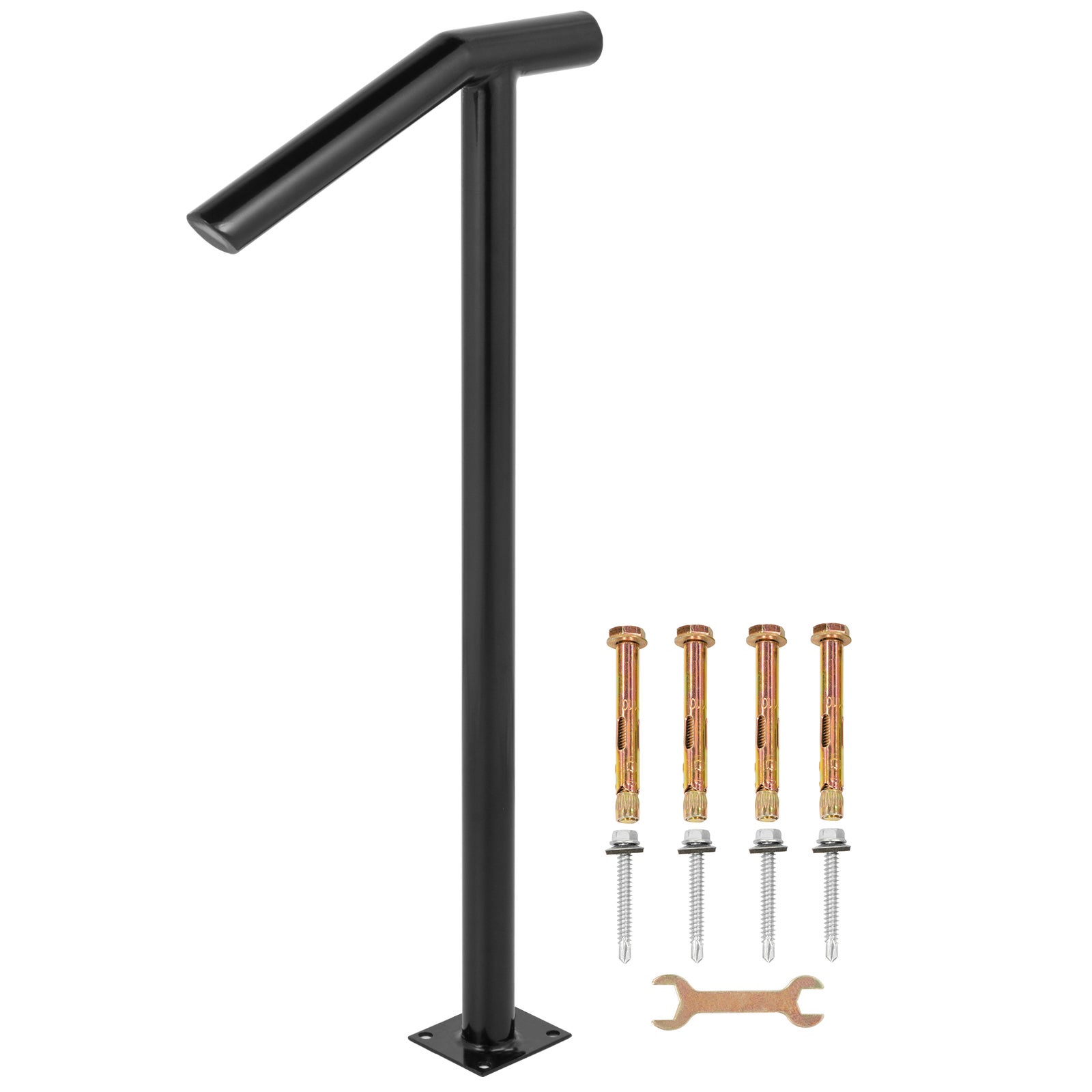 Rampe Ronde Métal SucceBuy 2 Marches Escalier Extérieur 18L x 38H Pouces Poteau Boulonné Inclus - 3