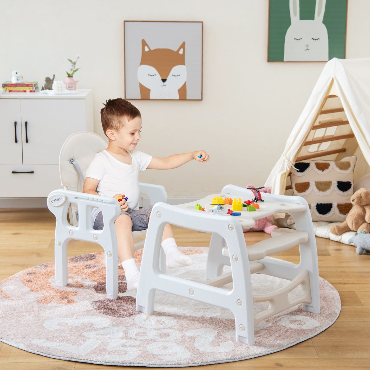 Chaise Haute Bébé Convertible Dossier 3 Niveaux Roues Universelles ...