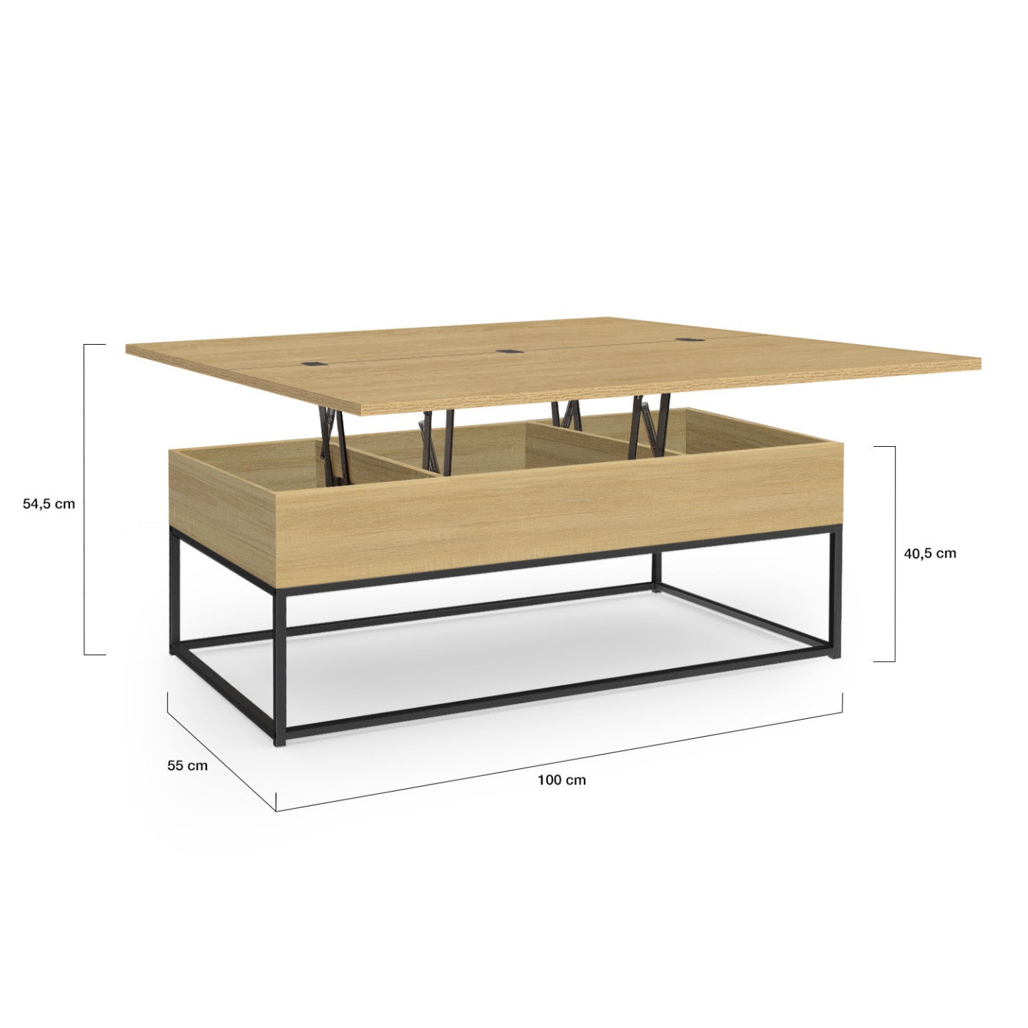 Table basse rectangulaire relevable convertible en table à manger DETROIT design industriel - 5