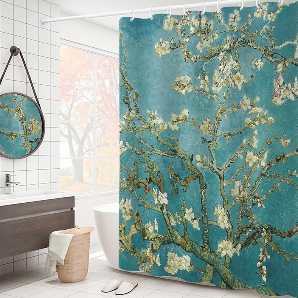 Tenda da doccia con fiori astratti, decorazione artistica floreale per