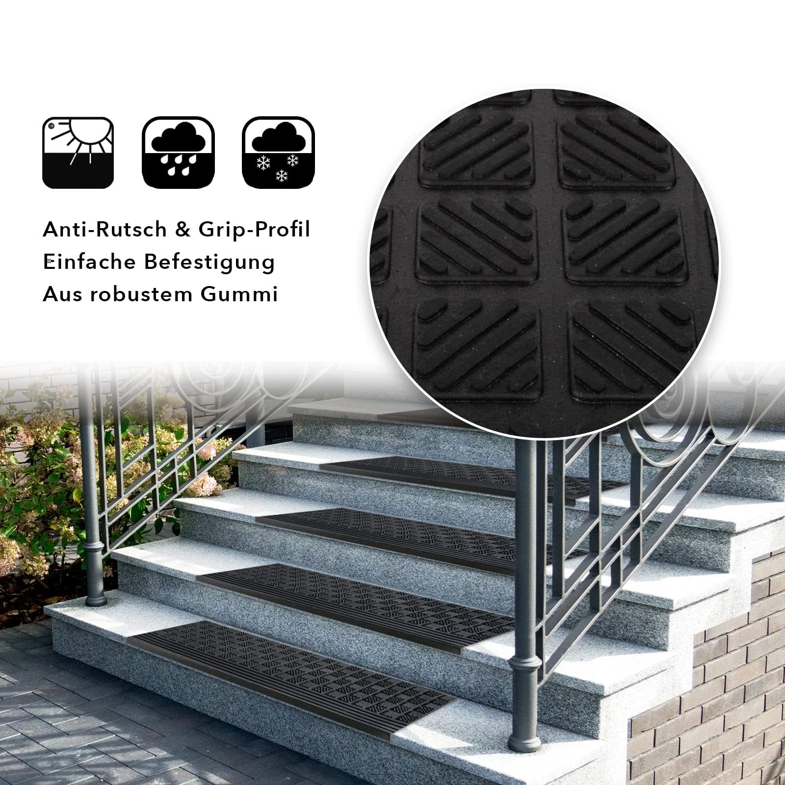 Tapis d'escalier en caoutchouc Antidérapant Diamond 30 x 90 cm 1 pièce - 4
