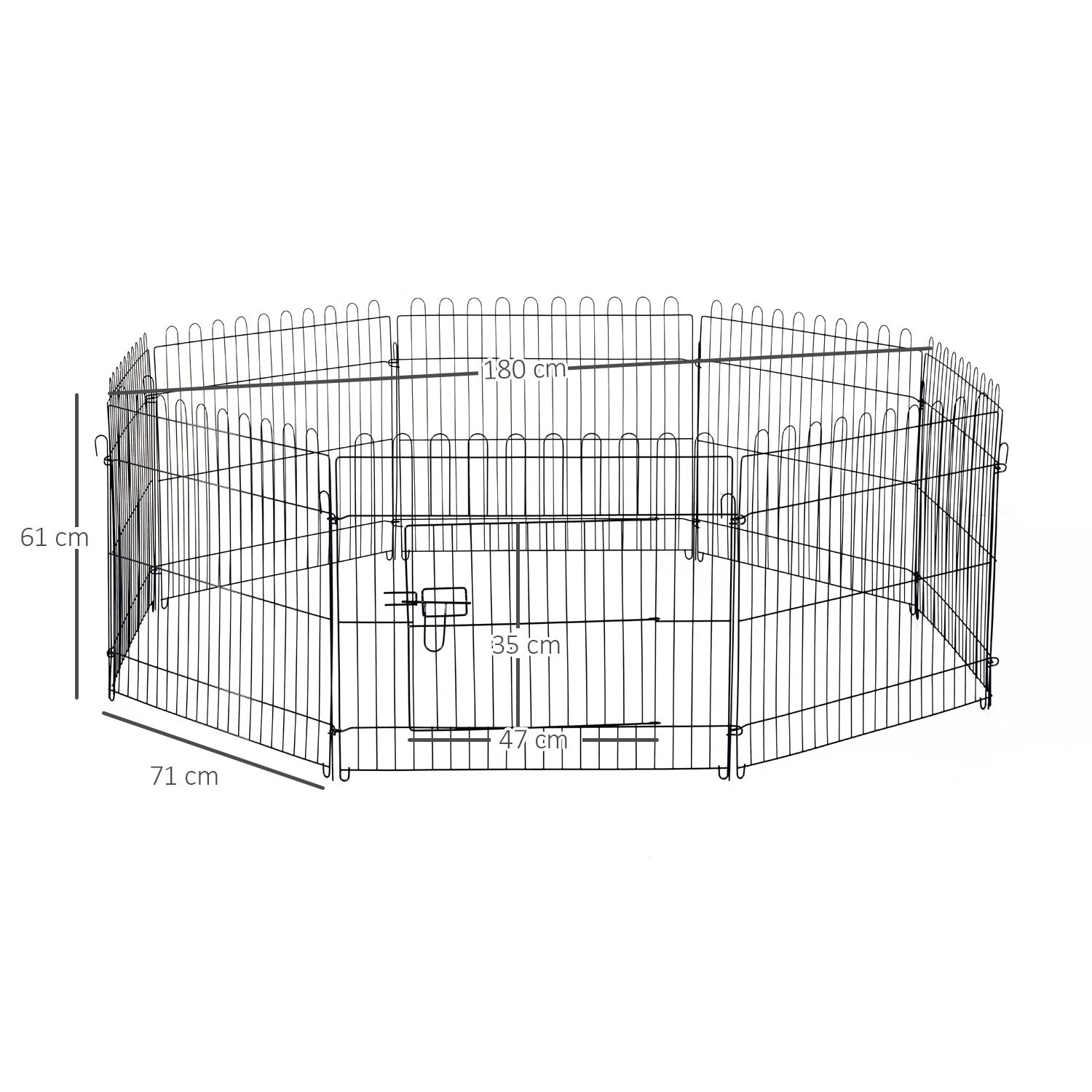 Parque de perros jaula plegable Pawhut negro Ø180x61 cm acero - 3