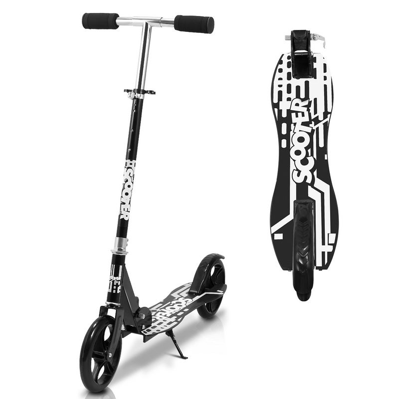 Arebos Trottinette De Ville Hauteur Réglable Pliable Sangle Roues XXL Frein A Pedale Pour Enfants Et Adultes Capacite De Charge Jusqua 100 Kg 0