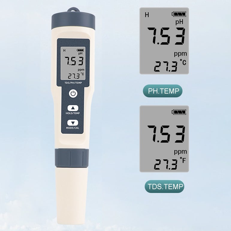 Testeur d'eau de piscine 2 pièces, compteur de température PH et TDS 3 en 1, stylo de test numérique de qualité de l'eau (sans batterie) - 4