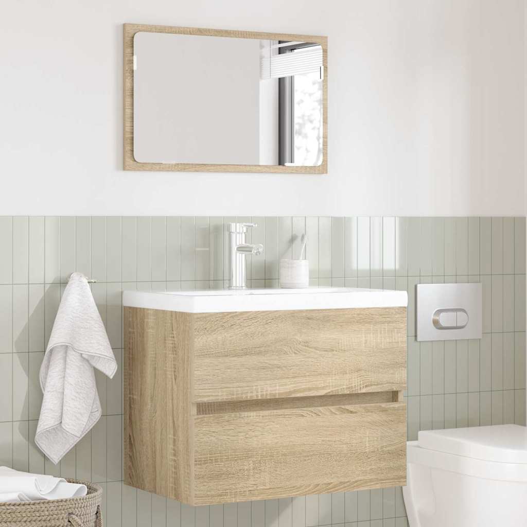 Ensemble de mobilier de salle de bain avec tiroir Chêne + miroir (évier non inclus) - 4
