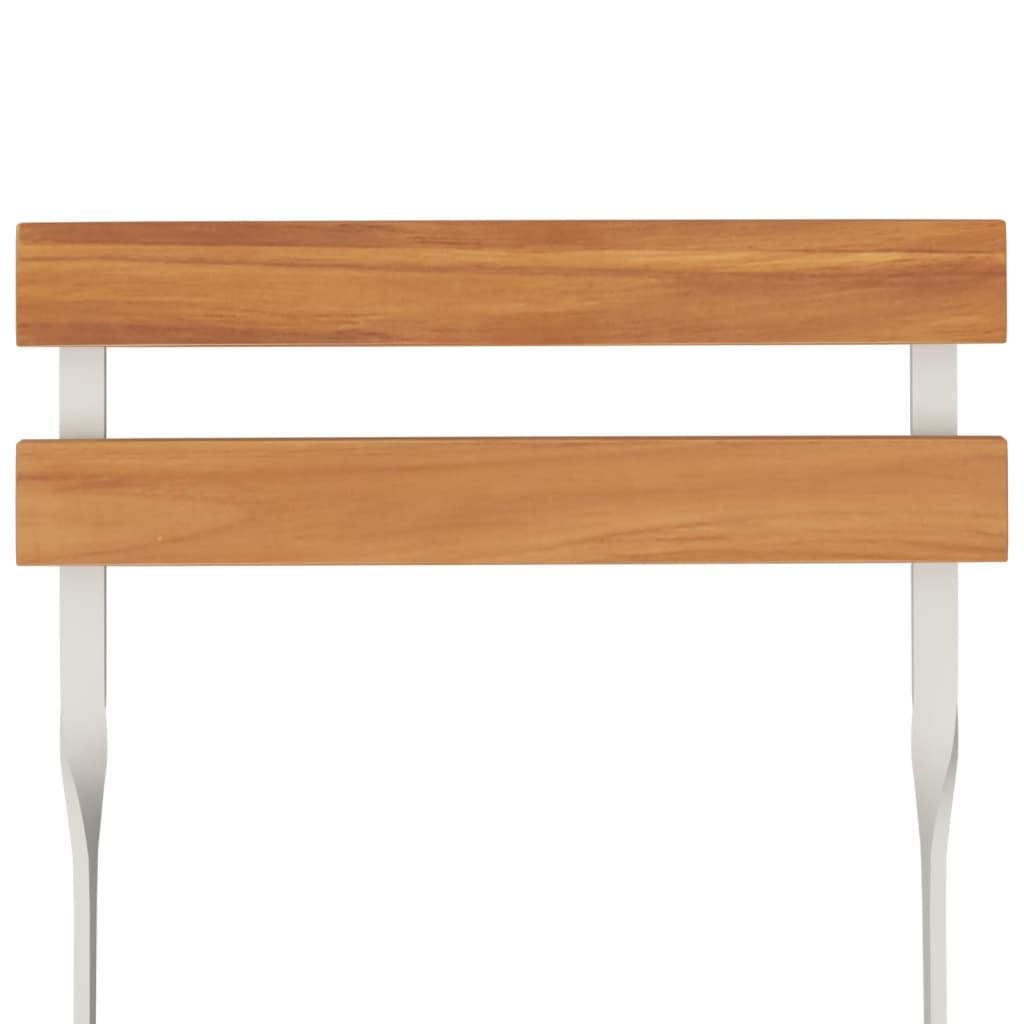 Maison Exclusive - Set Bistrò Pieghevole 5pz in Legno Massello di Acacia e Acciaio - 7