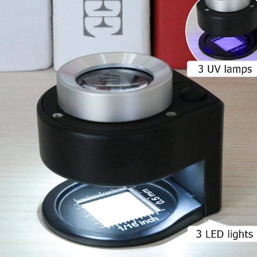Lente D'ingrandimento Portatile Da Tavolo In Metallo, Ingrandimento 30x, 6 Luci, Con Scala Pieghevole E Anello, Ideale Per Ottica Tessile, Gioielli, | Leroy Merlin