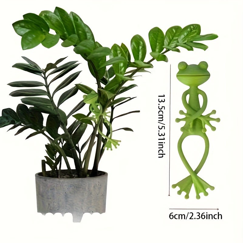 Lot de 10 supports pour plantes en forme de grenouille verte, jolis et stables, pour petites plantes en pot et décorations de jardin d'intérieur - 4