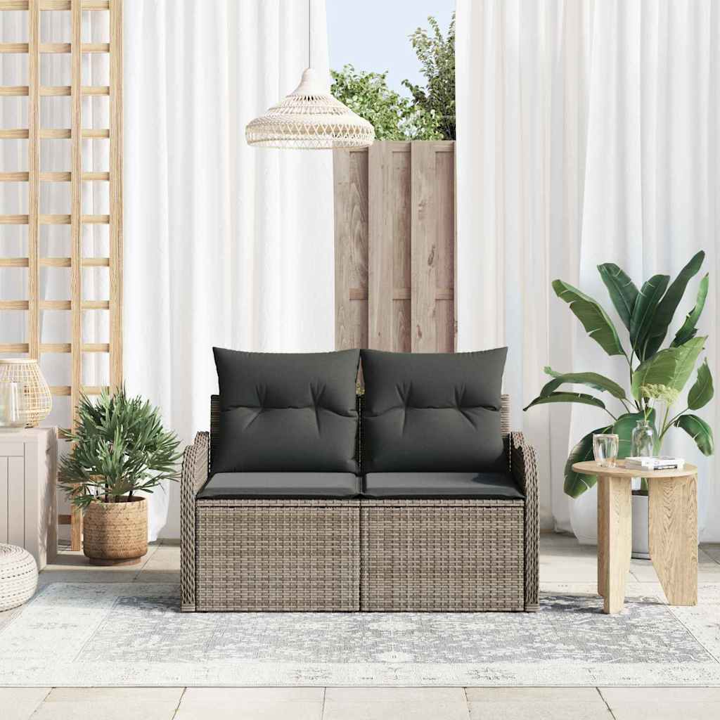 Sofa Ogrodowa z poduszką Szary 121 x 62 x 69cm polirattan vidaXL