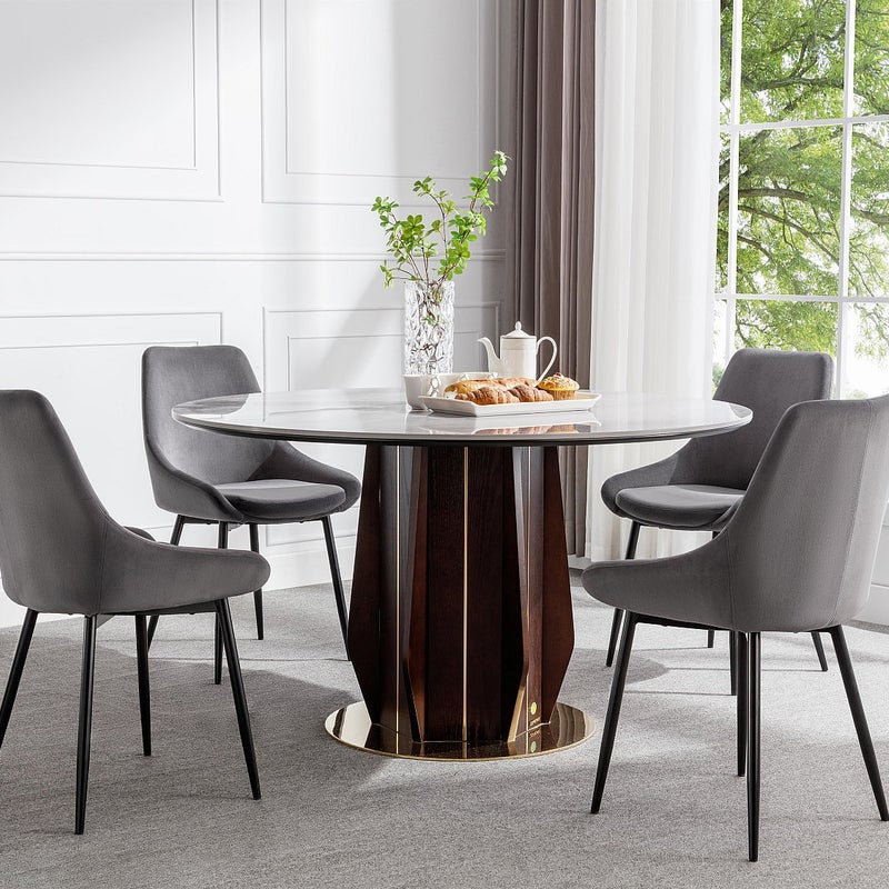 Zestaw 2 krzeseł MASURIE — welur — szare