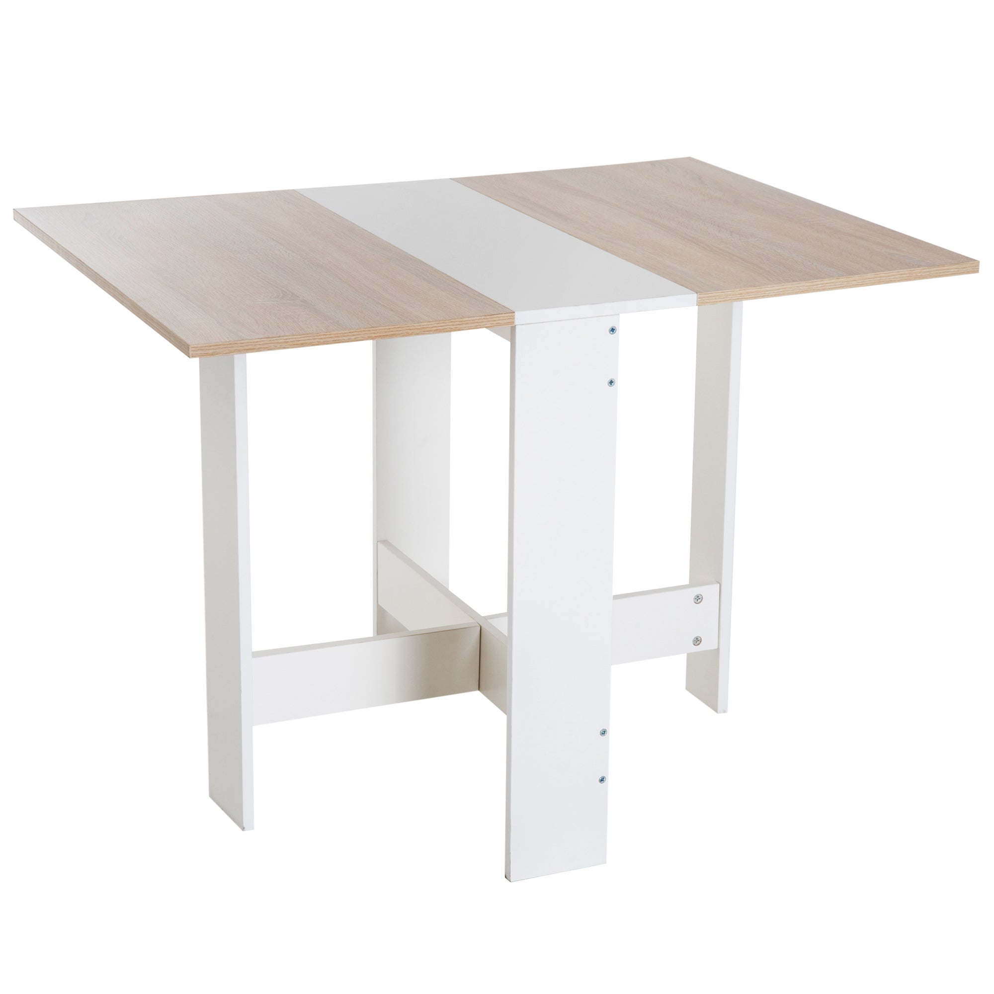 Mesa de comedor extensible y plegable de madera de roble blanco, dimensiones 103 × 76 × 73,5 cm.