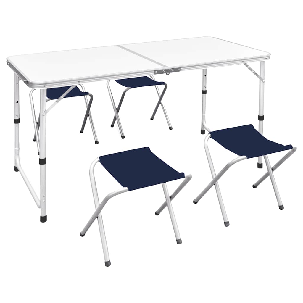 Mesa de camping plegable ajustable con 4 taburetes 120x60 cm vidaxl