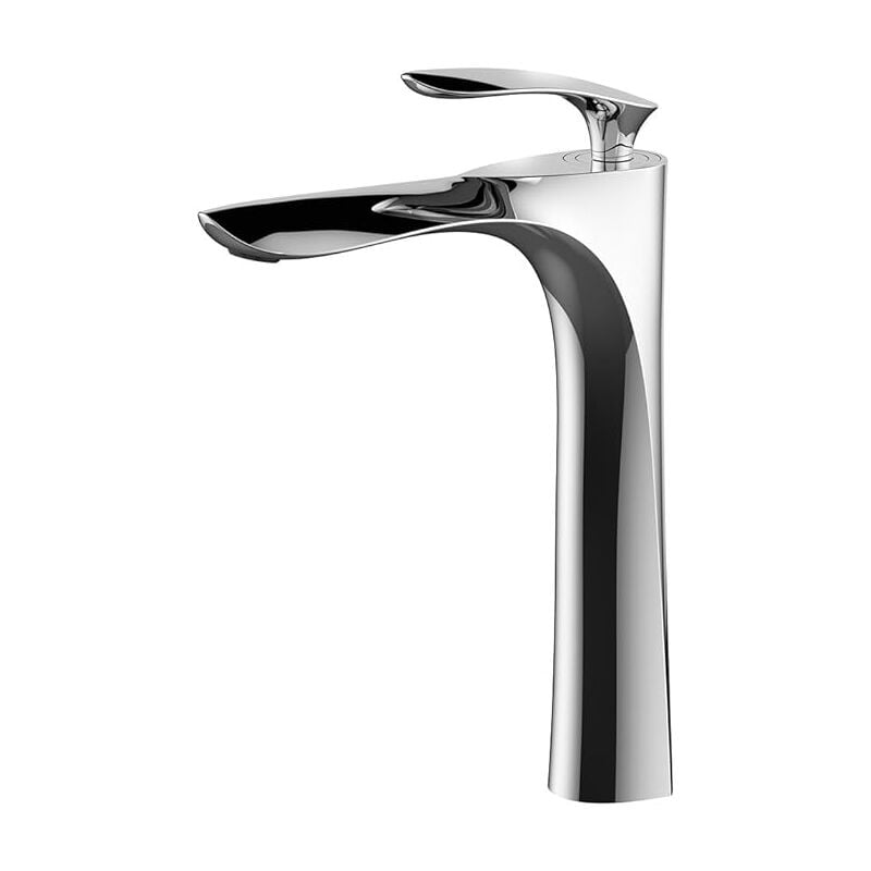 Duży mostek, bateria łazienkowa jednootworowa do montażu na umywalce, srebrny