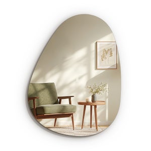 EMKE Miroir Asymétrique 50 x 70 cm, Miroir de Salle de Bain Asymétrique, Miroir Ovale pour Salle de Bain, Miroir Mural irrégulier Miroir Décoratif