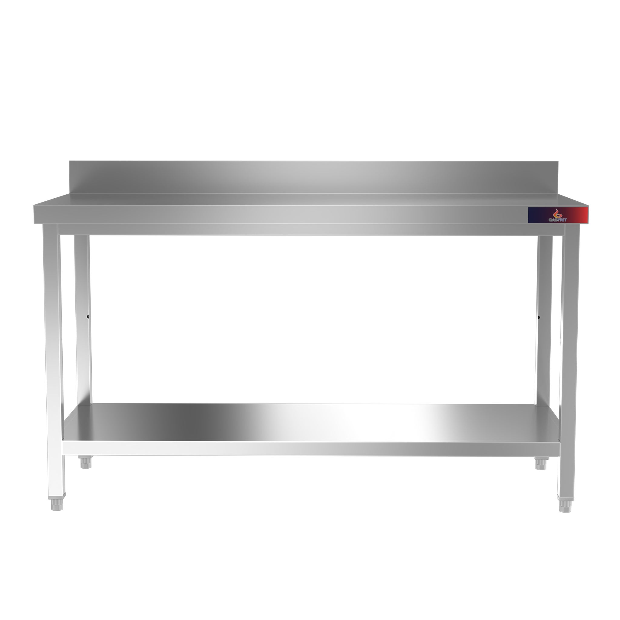 Gasfrit – mesa de trabajo de acero inoxidable industrial mural 1 estante 2000 × 600 × 850 + 100 mm