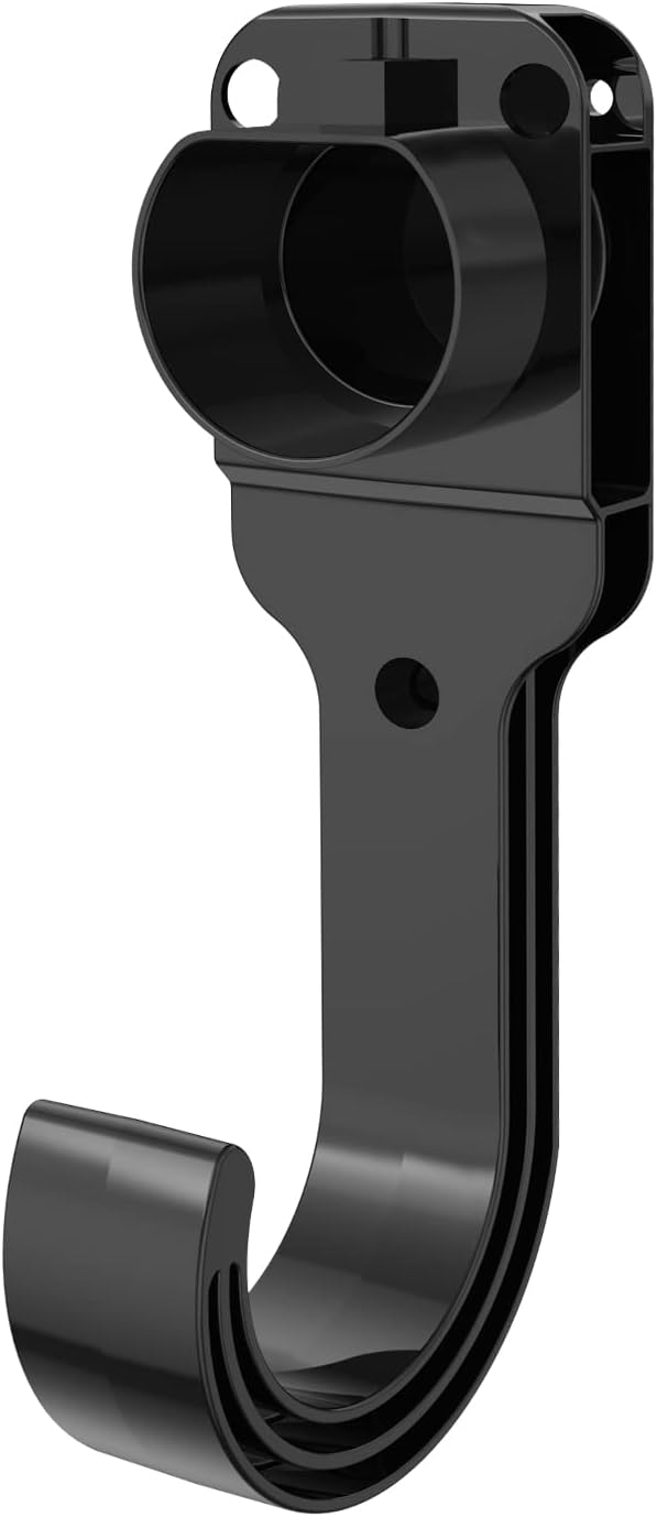 Suporte de parede para carregador de veículos elétricos Tipo 2 com gancho, compatível com veículos elétricos (VEs), preto - 6