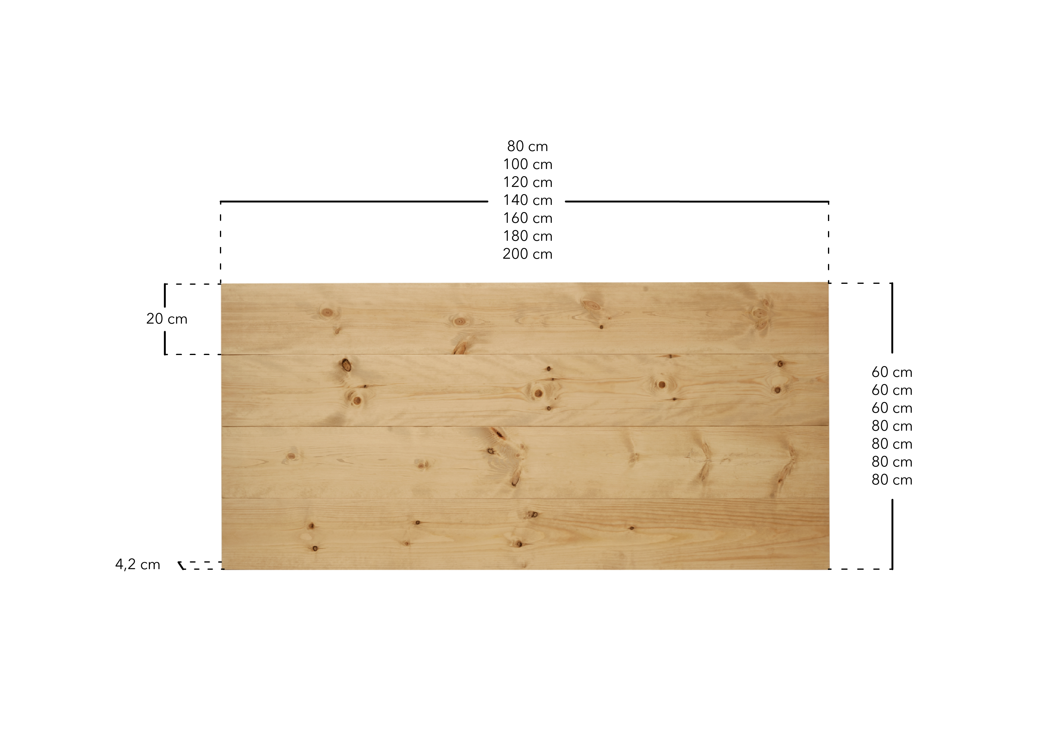 FLANDES - Tête de lit lames horizontales en bois chêne foncé 80x60cm - DECOWOOD - 8