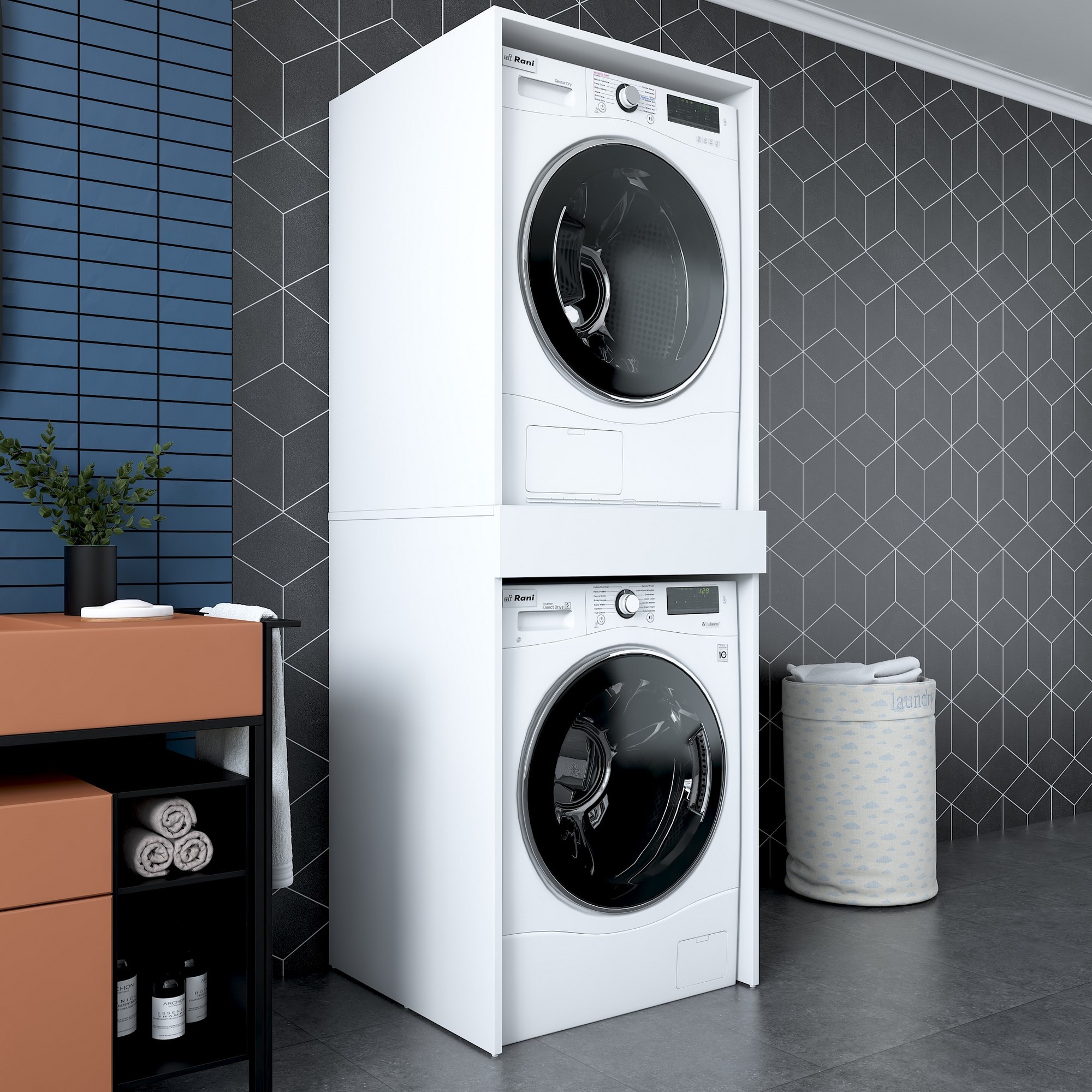 Mueble lavadora secadora KD113-3856 Blanco 66 6x189x65 cm - 5