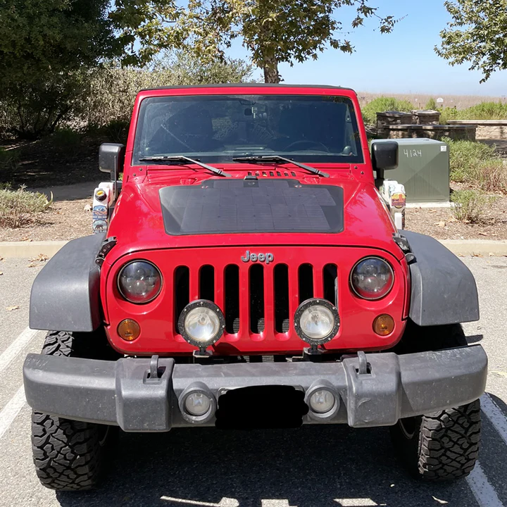 Panel solar flexible de 105 w y 12 v + controlador mppt + calcomanía de vinilo para capó de jeep wrangler jk, kit completo