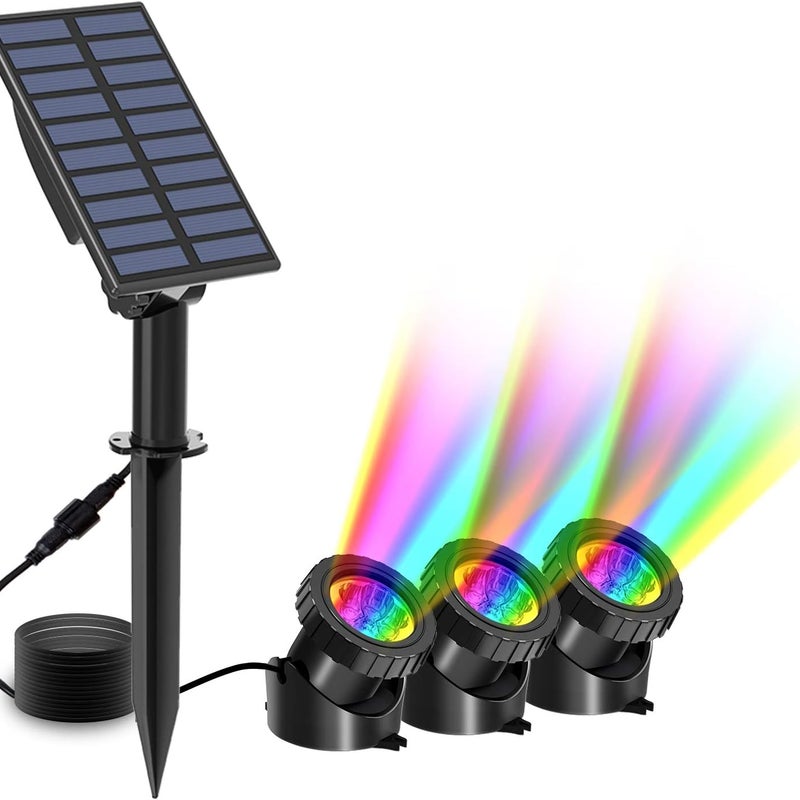 Lampa solarna do oczka wodnego, lampa zanurzalna 3 w 1, zewnętrzny reflektor solarny, oświetlenie podwodne, wodoodporność IP68