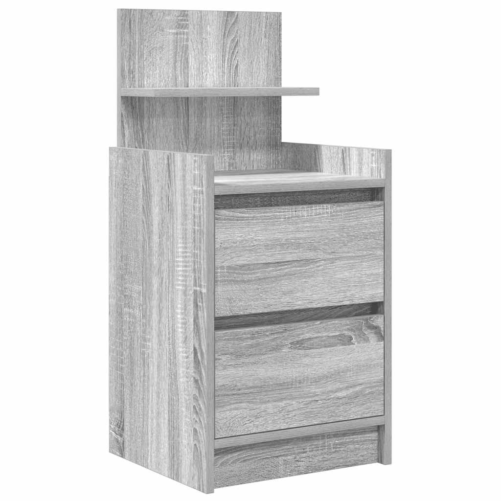 VidaXL Table De Chevet Élégante Chêne Sonoma 2 Tiroirs - Meuble De Nuit 38x34x80 Cm, Parfait Pour Chambre Moderne
