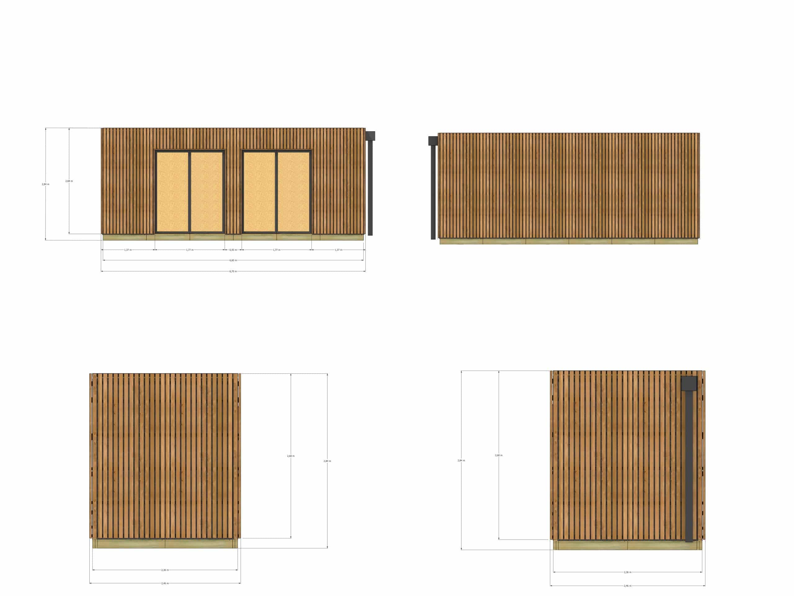 Bureau de jardin habitable en bois 6,6 x 2,4 x 2,7 m avec plancher isolé / menuiseries alu k-line - 4