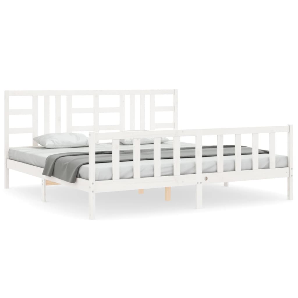 Maison Exclusive - Cama sem colchão 200x200 cm madeira de pinho maciça branco - 2