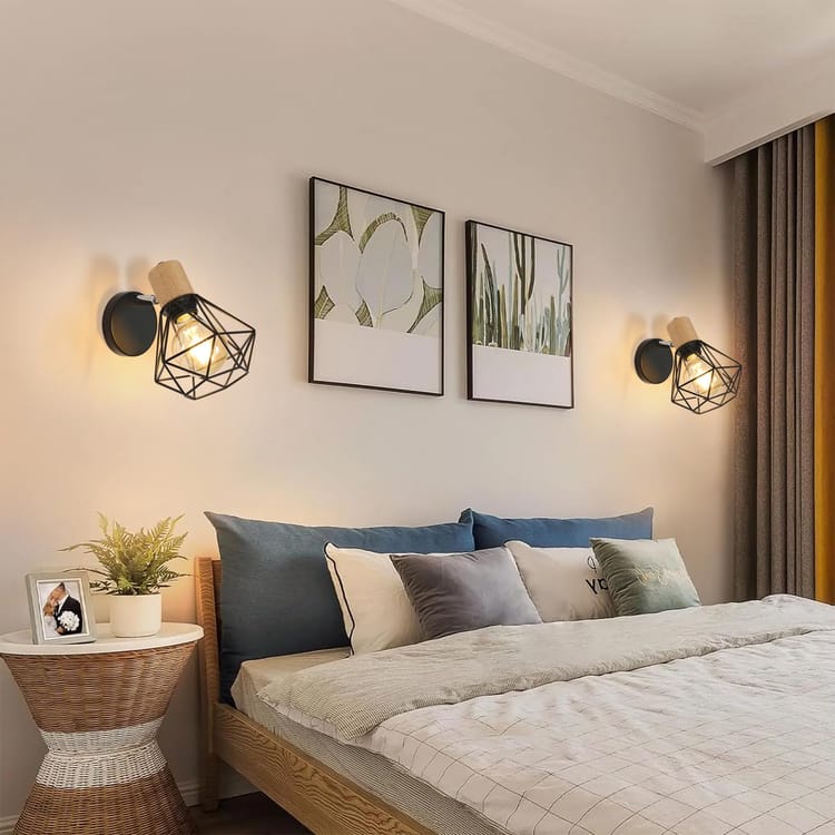 Aplique de pared industrial negro giratorio 360°, lámpara vintage E27, diseño ajustable y decorativo, estilo loft retro - 1pcs - 5