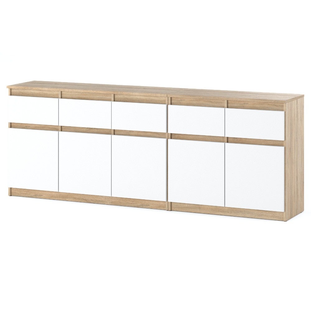 Komoda nowoczesna młodzieżowa best oleksa 5 szuflad 200cm sonoma biały mat