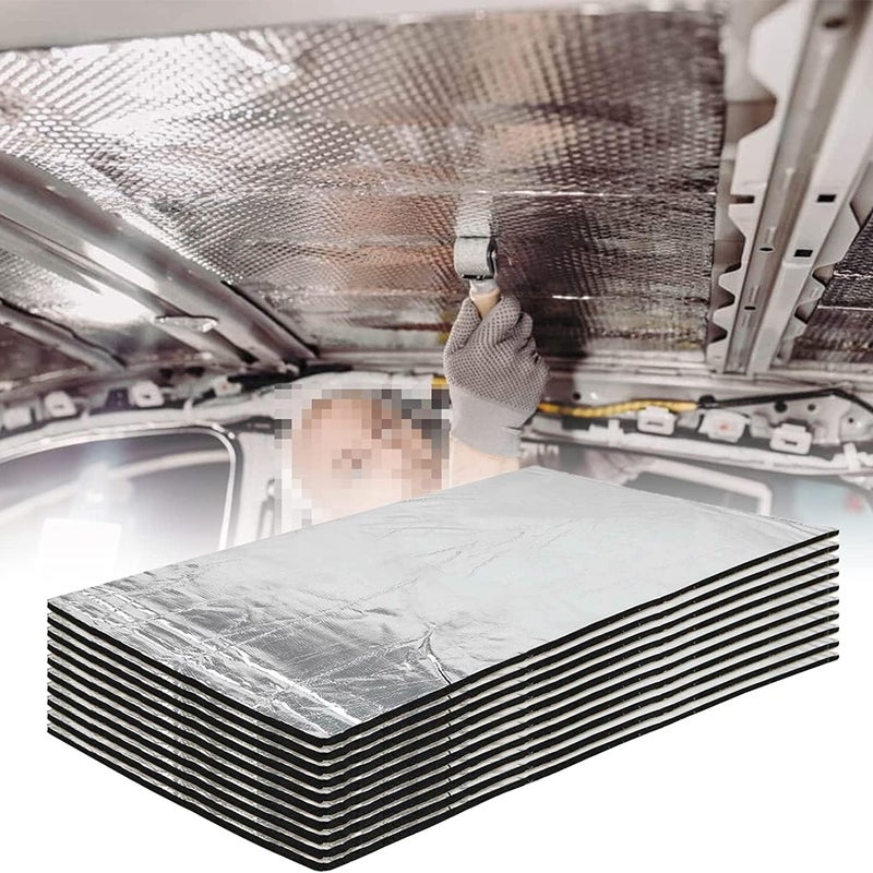 Izolacja akustyczna samochodu - samoprzylepne aluminiowe arkusze piankowe - podkładki izolacyjne 15,7" x 9,8", 10 sztuk