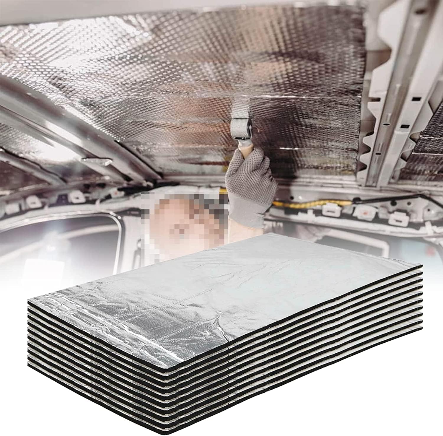 Izolacja akustyczna samochodu - samoprzylepne aluminiowe arkusze piankowe - podkładki izolacyjne 15,7" x 9,8", 10 sztuk