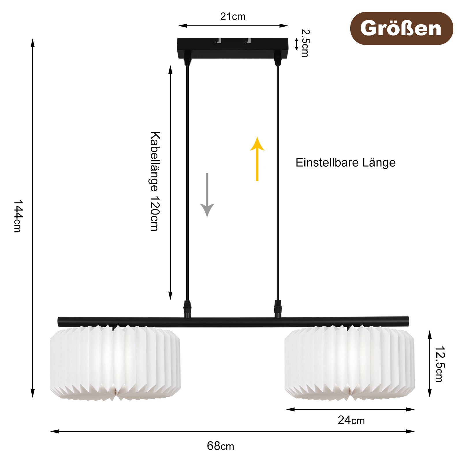 NETTLIFE Lampa wisząca do jadalni, lampa wisząca vintage, lampa wisząca do salonu, lampa do jadalni, 2 płomienie, biała - 7