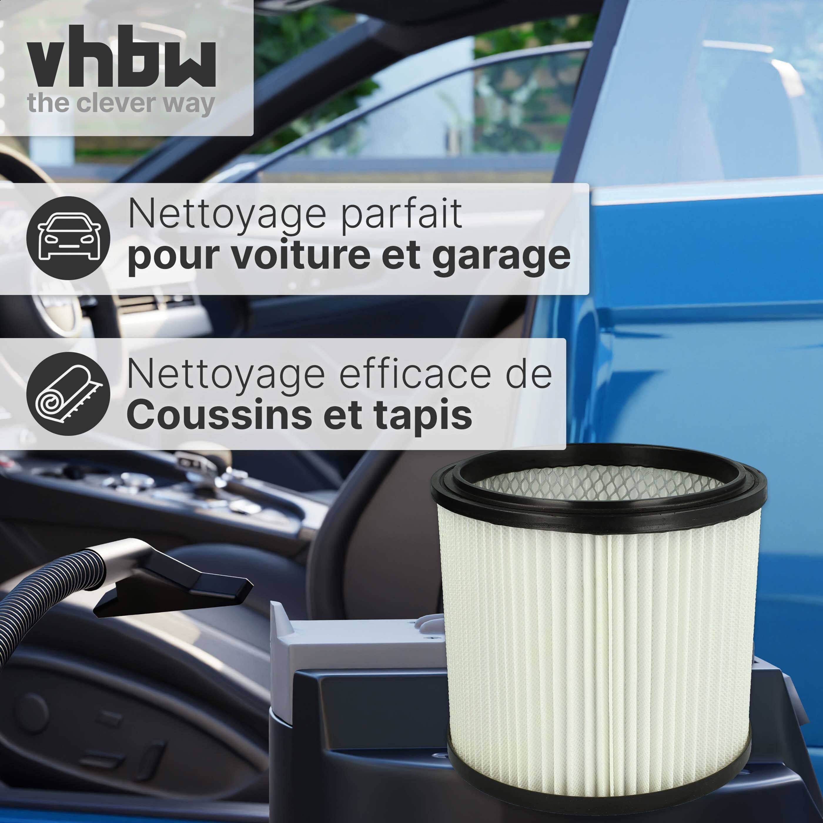 vhbw 10x filtre plissé compatible avec Einhell HPS 1300 aspirateur - blanc - 4