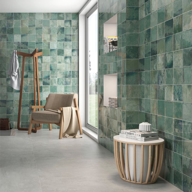 Carrelage mur effet Zellige Morocco aquamarine 31,6×60 cm - Réflex Boutique