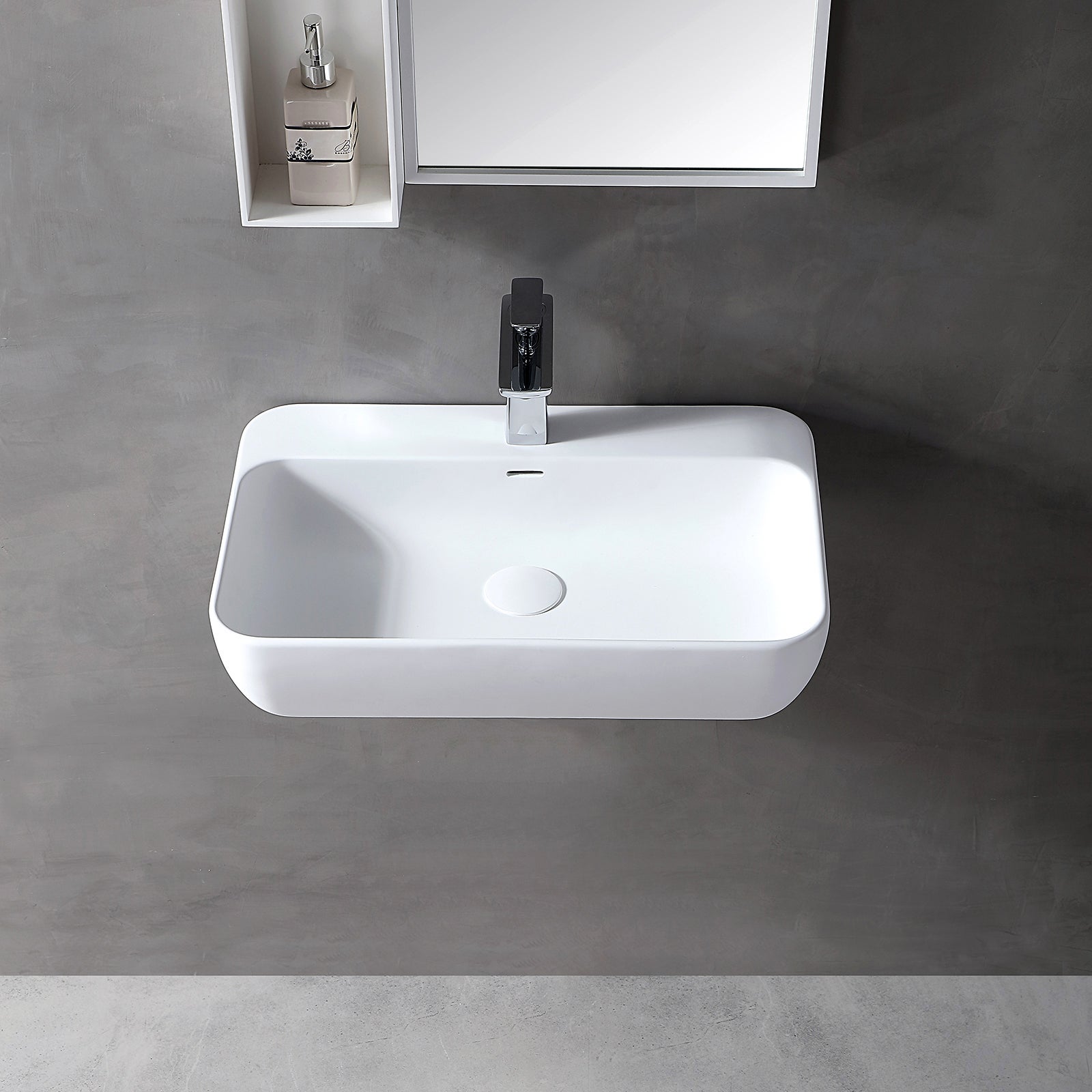 BERNSTEIN - Vasque moderne 60x40x14cm Lavabo en fonte, Lave main suspendu à poser, sans robinet ni bonde - TWG201 - 3