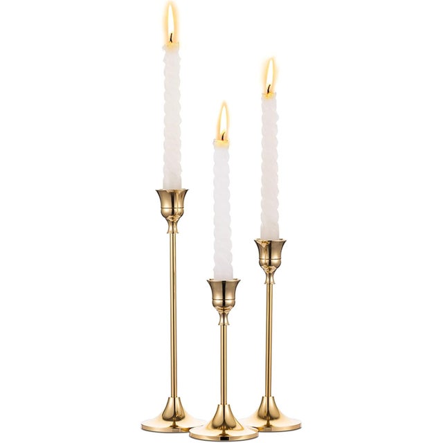 3Piezas Candelabro Cónicos de Metal,Adornos de Candelabro de Pieza Central Decorativos Antiguos y Modernos para Mantel de Mesa Regalo de Inauguración