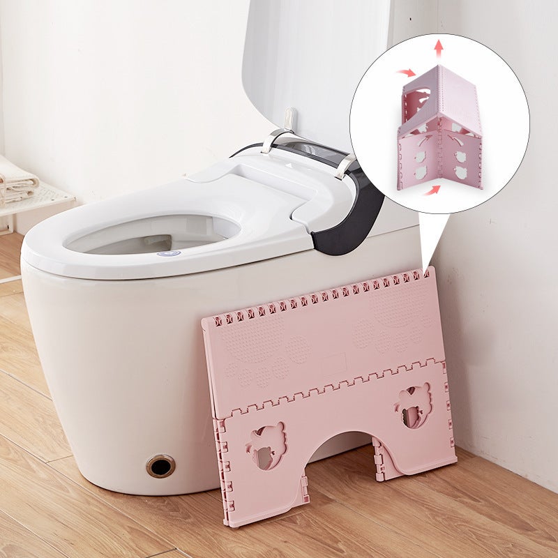 Sgabello WC Pieghevole SUNOYA Rosa, In PP Con Piedini Antiscivolo, Altezza 18 Cm, Per Adulti E Bambini