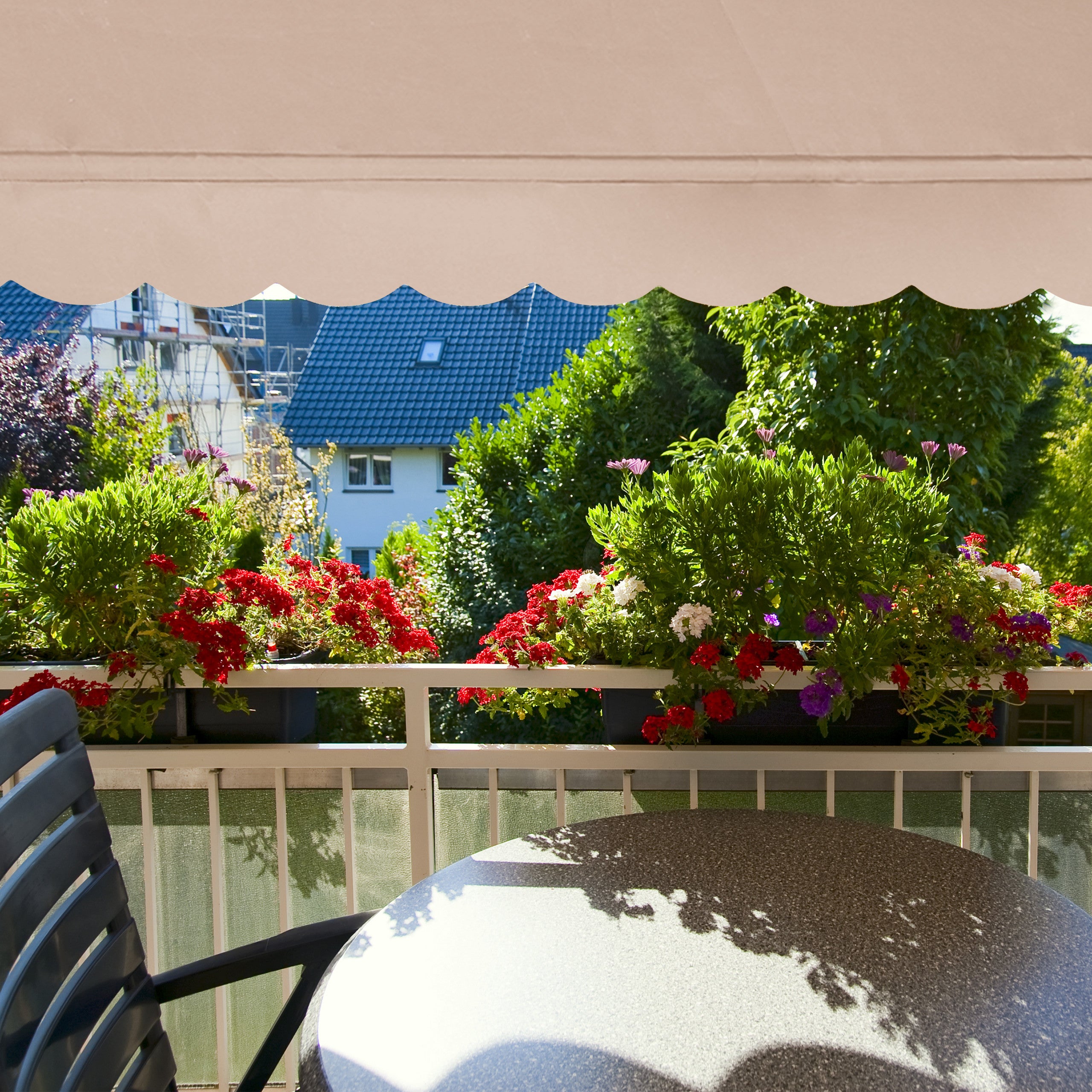 YAHEETECH - Tenda Da Sole Parasole Per Balcone Veranda A Manovella Telo Retrattile Resistente Ai Raggi Uv Altezza Regolabile Senza Necessita Di Forare 250 X 120 Cm Beige 4059852996203