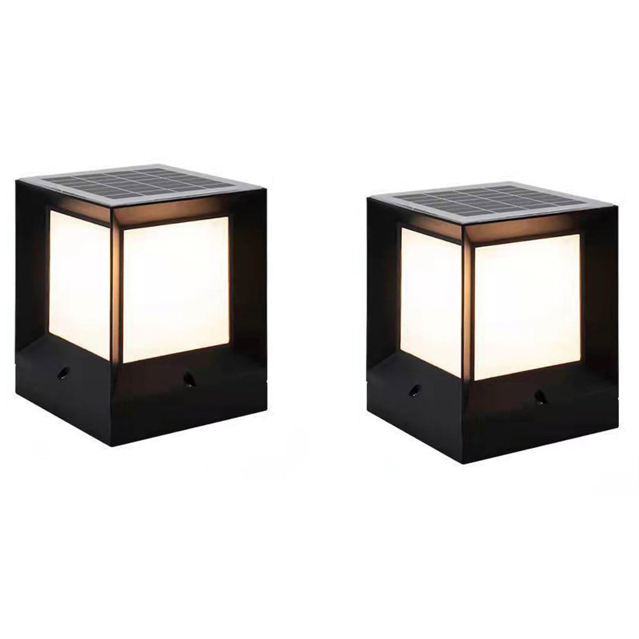 Zestaw 2 solarnych lamp LED, wodoodporny kinkiet zewnętrzny do ogrodu, na podwórko (10 cm, czarny)