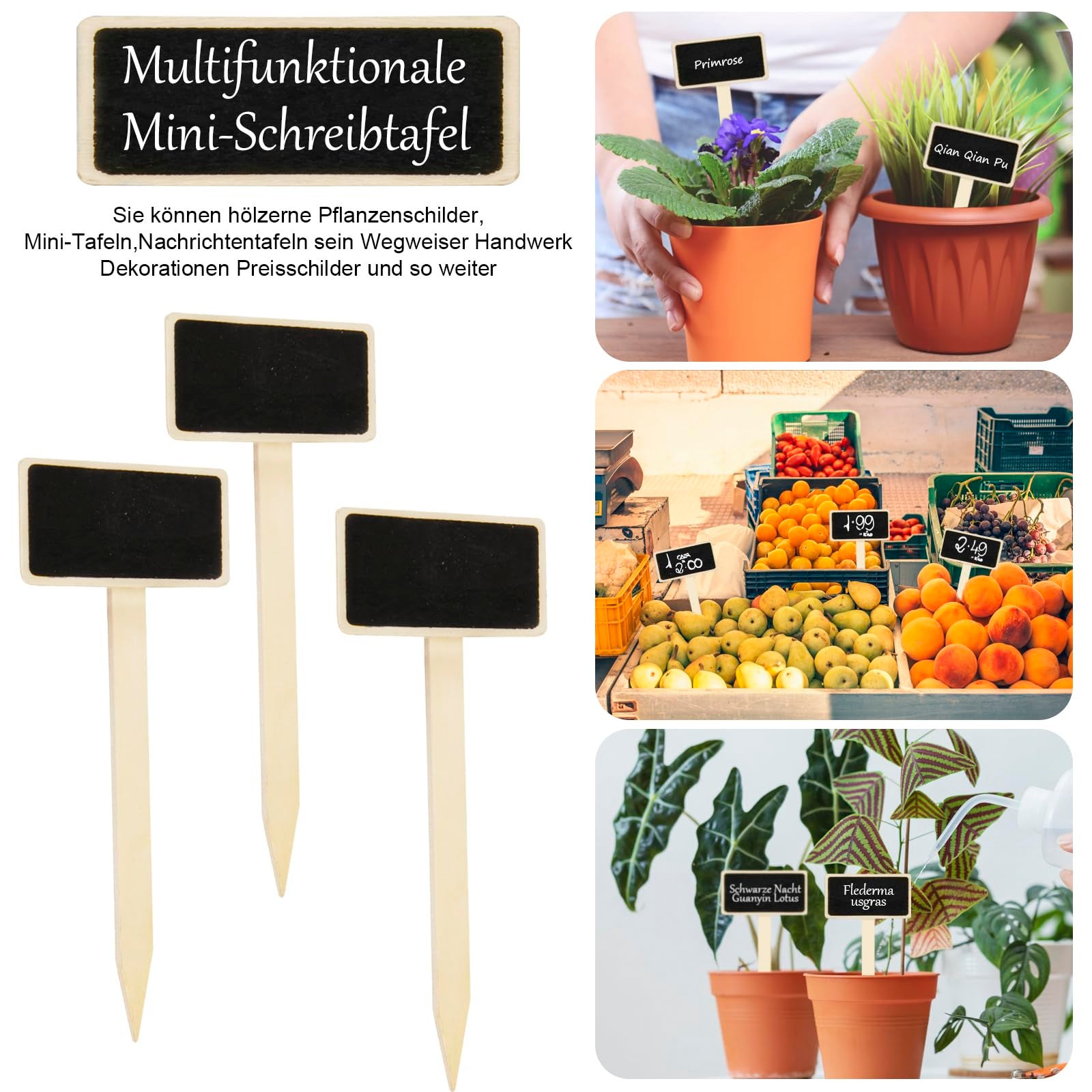 Lot de 20 étiquettes de plantes en bois noir, marqueur de planche noire, piquets de jardin en bois pour légumes, graines, herbes, fleurs de jardin - 5
