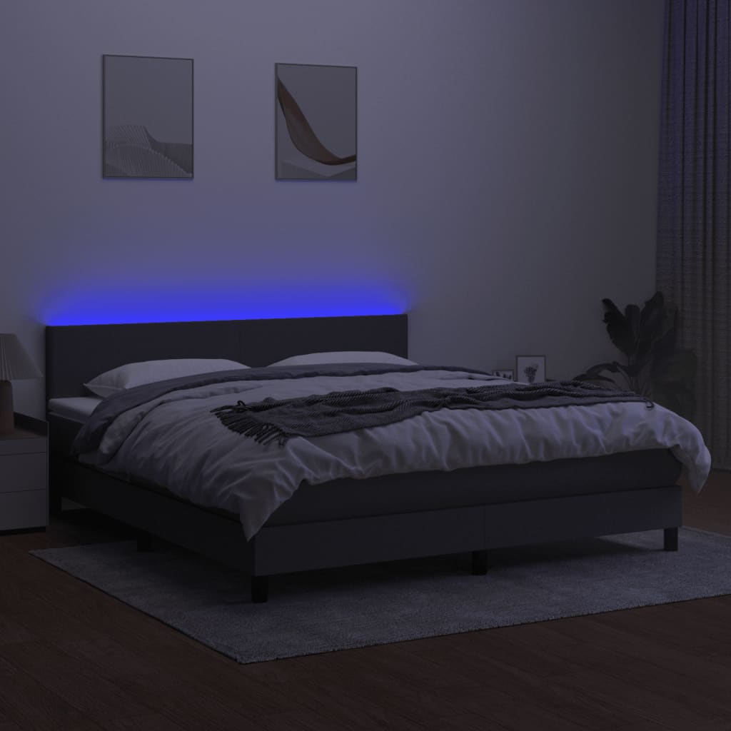 Maison Exclusive - Sommier à lattes de lit et matelas et LED Gris foncé 180x200 cm - 4
