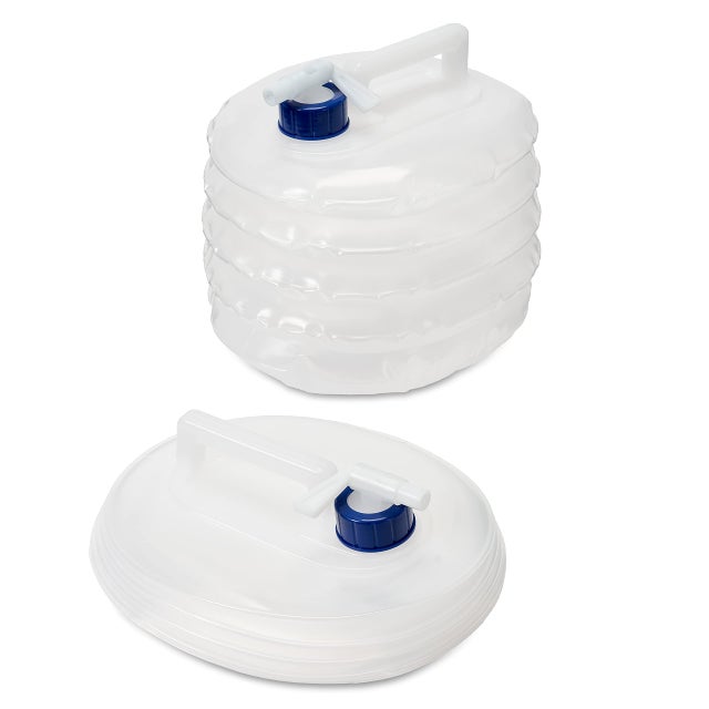 2 Bidons Pliables avec Robinet, 5L - Camping-Car, Randonnée, Plein Air & Camping - Transparent, Solide & sans BPA