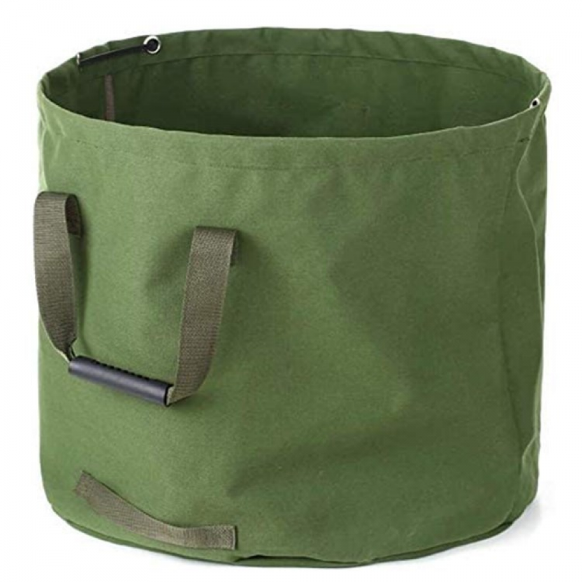 Sac de grădină robust din pânză verde (Î 46cm, A 55cm) cu mânere, stil militar, pentru colectarea frunzelor